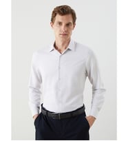 LCW BUSINESS Bej Slim Fit Uzun Kollu Armürlü Erkek Gömlek