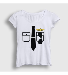 Presmono Kadın Beyaz Kaptan Pilot Airplane Uçak T-Shirt 405171tt