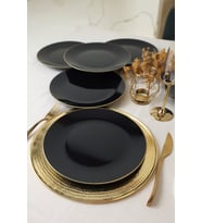 Siyah Gold Ege Servis Tabağı 26 cm, 6'lı set, şık ve zarif tasarım