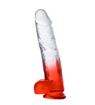 MYST COLOR Dildo Realistik Jel Dokuda Vantuzlu Ultra Yumuşak Şeffaf Kırmızı Yapay Penis