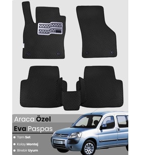 CİTROEN BERLİNGO (2008-2018) Uyumlu EVA Paspas Tam Set–Araca Özel,Su Geçirmez,Kolay Montaj