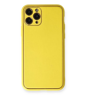Durukar® iPhone 11 Pro Kılıf Coco Deri Silikon Kapak - Sarı