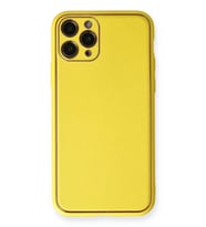 Durukar® iPhone 11 Pro Kılıf Coco Deri Silikon Kapak - Sarı