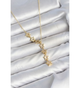 316L Çelik Yıldız Model Gold Renk Zirkon Taşlı Kadın Kolye TJ-BKO11131