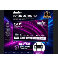 Simfer 50FSFV6B 50" 127 Ekran 4K Ultra Hd Smart Vıdaa Tv HDR10 Wifi Bluetooth Uydu Alıcılı Duvar Askı Aparatı Hediyeli