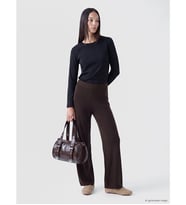 LCWAIKIKI Classic Kahverengi Beli Lastikli Geniş Paça Kadın Triko Pantolon