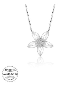 Swarovski Taşlı Gümüş Çiçek Bayan Kolye