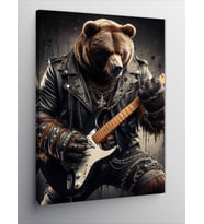 Kanvas Tablo Rock Gitar Çalan Ayı