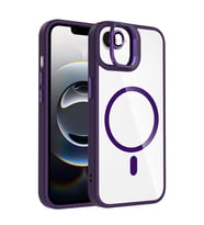 Apple iPhone 16E Uyumlu Kılıf Standlı ve Kamera Lens Hediyeli M-Safe Şarj Özellikli Zore Etro Kapak (Koyu Mor)