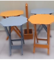 Zigon Çanta 90088 Sehpa Yonca 4 lü Model Ahşap MDF Gri-Hardal Renk Uyum El yapım