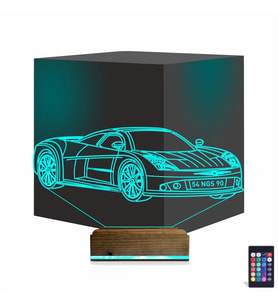 Luvivia Spor Araba Chevrolet Kişiye Özel 3D Lamba - Masa Gece Lambası