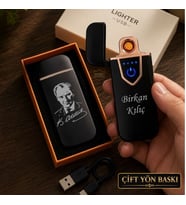 Kişiye Özel Mustafa Kemal Atatürk İmza Kocatepe ve Silüet Tasarım Seçenekleriyle İsme Özel Usb Şarjlı Çakmak - Hemen Kargo