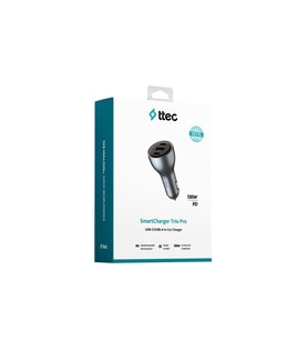 TTEC SmartCharger PD 130W Araç Hızlı Şarj Aleti 2 USB-C+USB-A (Gri)