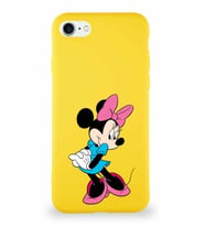 Apple iPhone SE 2020 Soft Premier Kapak Minnie Mouse-F Tasarımlı Silikon Kılıf - Sarı (Şeffaf)