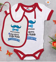 BK Kids Sünnet Tasarımlı Kırmızı Bebek Body Zıbın ve Mama Önlüğü Hediye Seti-7