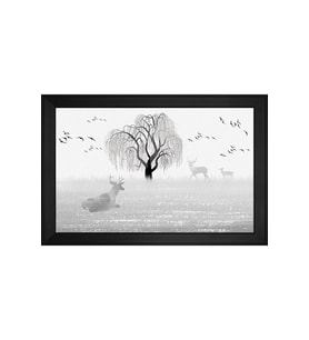 Manzara Temalı Kanvas Tablo 50 x 70 cm Siyah Çerçeve