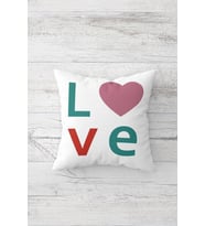 Renkli Love Yazılı Çift Tarafı Baskılı Gizli Fermuarlı Yastık Kılıfı Kırlent Koltuk Yastık Kılıfı (Beyaz-İndigo)