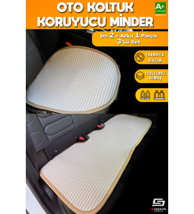 Oto Koltuk Koruyucu Alt Minder Krem Universal 2+1 Parça Ön Arka A+ Kalite