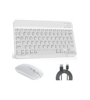 Kablosuz Bluetooth Türkçe Q Klavye ve Mouse Seti Ios/AndroidTablet Telefon Uyumlu Şarjlı (Beyaz)