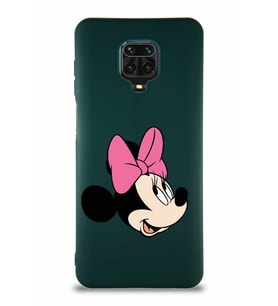 Xiaomi Redmi Note 9 Pro Soft Premier Kapak Minnie Mouse-A Tasarımlı Silikon Kılıf - Yeşil (Şeffaf)