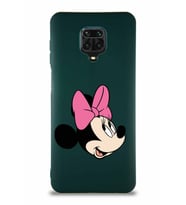 Xiaomi Redmi Note 9 Pro Soft Premier Kapak Minnie Mouse-A Tasarımlı Silikon Kılıf - Yeşil (Şeffaf)