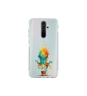 Redmi Note 8 Pro ile uyumlu Splash ahtapot tasarımlı şeffaf silikon kılıf