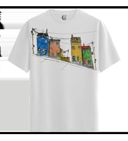 Colorful Hillhouses - %100 Pamuklu Erkek Beyaz Tişört - Premium Quality (Siyah - Beyaz)