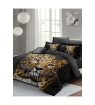 Lastikli Çarşaflı %100 Pamuk Saten Çift Kişilik Nevresim Takımı Leopard