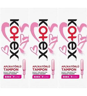 Kotex Aplikatörlü Tampon Süper 24 Lü Set (3PK*8)