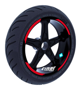 Double Stripe Tasarımlı Reflektif Kırmızı Jant Şeridi Sticker Çınar Extreme