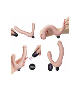 Çift Taraflı Uzaktan Kumandalı Titreşimli Realistik Strapon Dildo