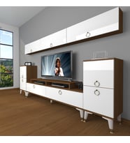 Decoraktiv Ekoflex 9 Mdf Gold Tv Ünitesi Tv Sehpası - Ceviz Beyaz (Beyaz - Kahverengi)