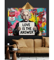 Pop Art Albert Einstein Aşk Sözleri Dekoratif Kanvas - Mdf Ahşap Tablo