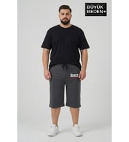 Büyük Beden Erkek 3XL-6XL Rahat Kalıp Cepli Brooklyn 1970 Baskılı Penye Kapri Şort SPR26BSR591-03