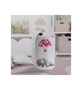 MEKTA HOME BEBEK VE ÇOCUK ODASI Fil ve Kalp Desenli Oyuncak Sepeti