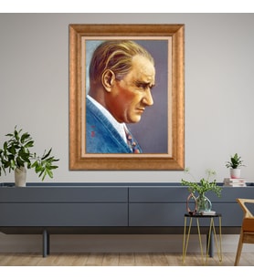 Altın Varaklı Paspartulu Çerçeveli Tablo rv720
