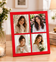 Anneler Gününe Özel Premium 4 Fotoğraflı Ahşap Mdf Resimli Kolaj  Masaüstü Çerçeve
