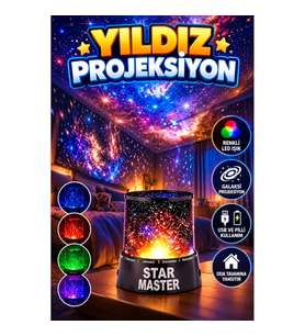 Renkli LED Yıldız Gece Lambası – Galaksi Projeksiyonlu USB ve Pilli