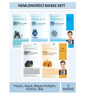 Dermal Nemlendirici Deniz Yosunu Aqua Beyaz Kömür Bal Özlü Maske Seti 23gr x 5Adet