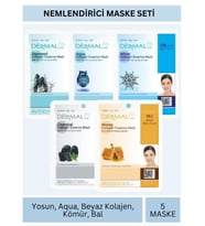 Dermal Nemlendirici Deniz Yosunu Aqua Beyaz Kömür Bal Özlü Maske Seti 23gr x 5Adet