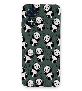 Xiaomi Redmi Note 11 Pro  Uyumlu Lansman Kılıf Panda Tasarımlı İçi Kadife Kapak-Yeşil (Şeffaf)