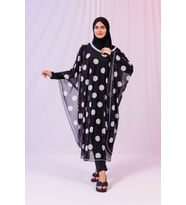 Kimono Pareo - Tesettür Pareo - Puantiyeli Siyah 240x135 Cm