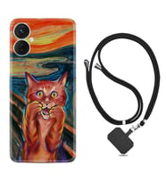 Tecno Spark 9T Kılıf Silikon Boyun Askılı İpli Desenli Silikon Tablo Cat 1788