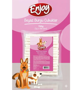Beyaz Burgu Çubuklar Köpek Kemiği 700 Gram (7 Gram x 100 Adet)
