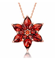 Gümüş Rose Kırmızı Lotus Çiçeği Kolye