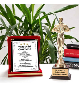Öğretmene Ödül Hediyesi Plaket ve Oscar Ödülü