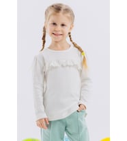 Breeze Kız Çocuk Uzun Kollu Tişört Güpürlü 1-4 Yaş, Ekru