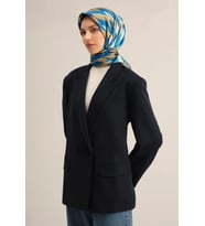 Armine Sura İpek Eşarp 9325 - 52 Mavi Karışık Desen