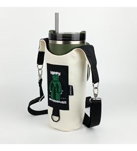 Woodycord El Yapımı Happy Bear Matara Termos Kılıfı Kulplu Model Quencher Pipetli 1,18 (Çok Renkli)