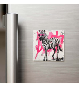 Zebra - Zebra - Güneş Gözlüklü Style - Buzdolap Magneti - 9x9 Cm
